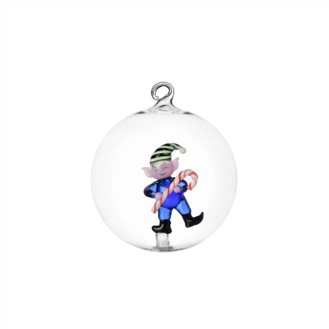 Christmas ball blue elf w/candy cane