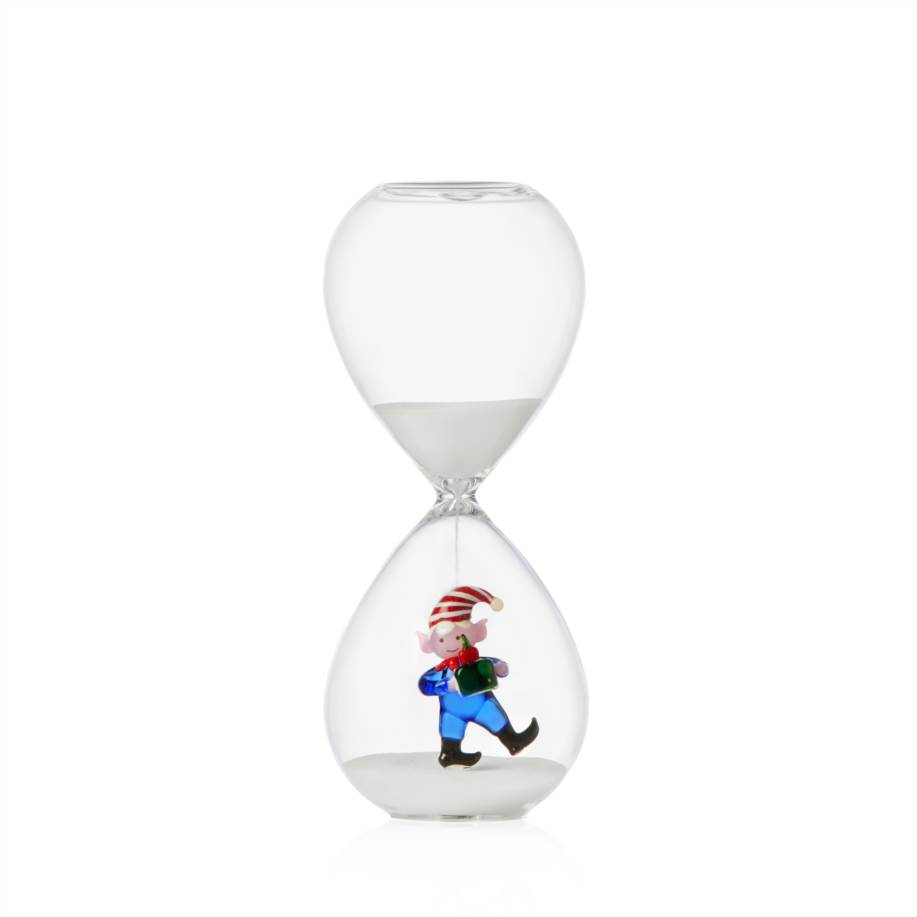 Clessidra elfo blu con regalo