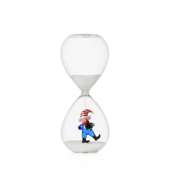 Hourglass blue elf w/gift
