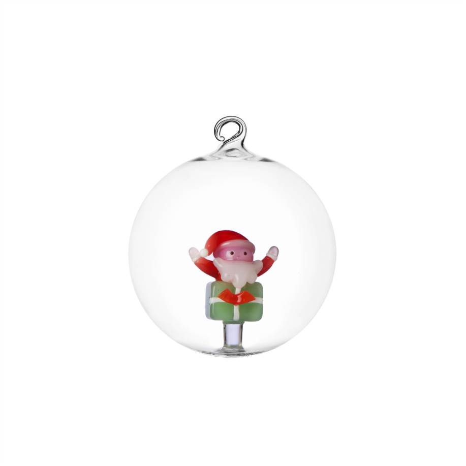 Christmas ball Santa on green gift
