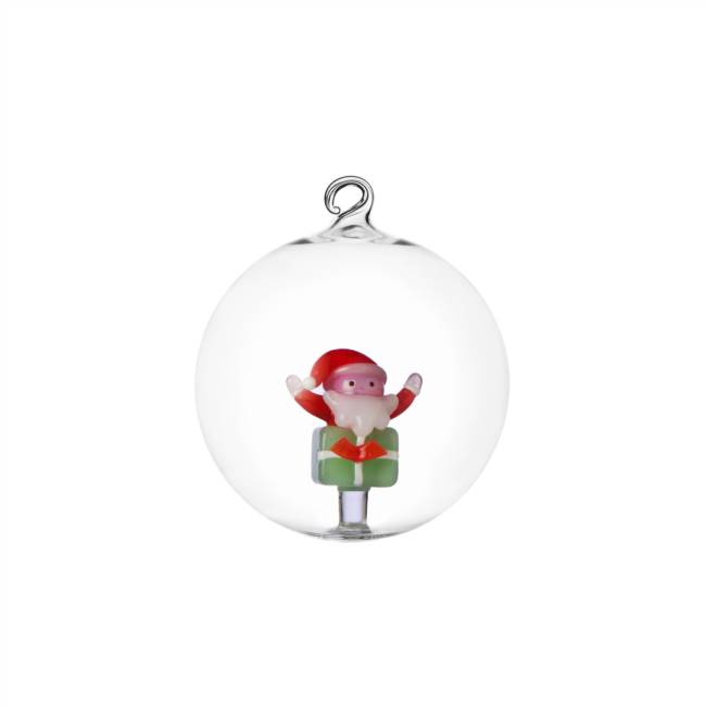 Christmas ball Santa on green gift