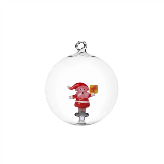 Christmas ball Santa with yellow gift