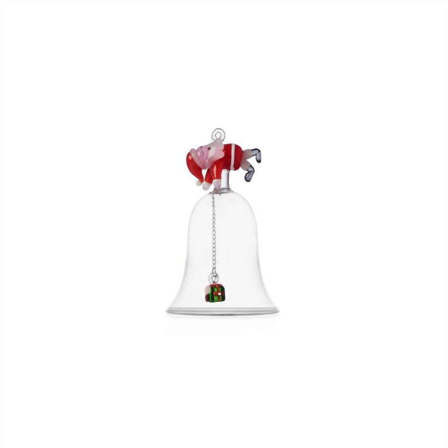 Campana Babbo Natale che dorme con regalo verde 