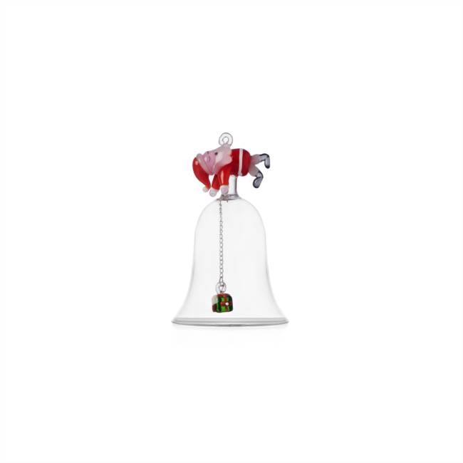 Bell sleeping Santa with green gift