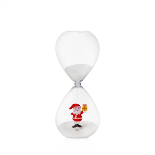 Hourglass Santa with yellow gift