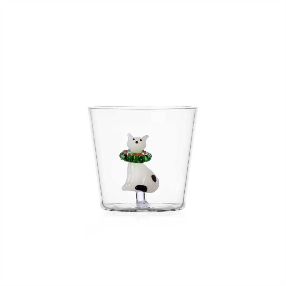 Tumbler gatto bianco con ghirlanda