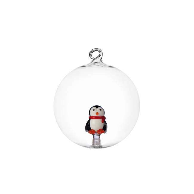 Christmas ball penguin w/scarf