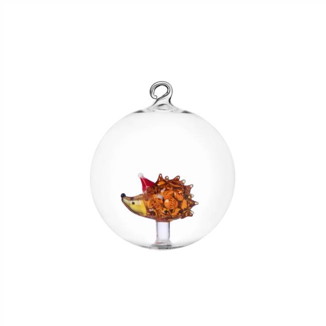 Christmas ball hedgehog w/Christmas hat