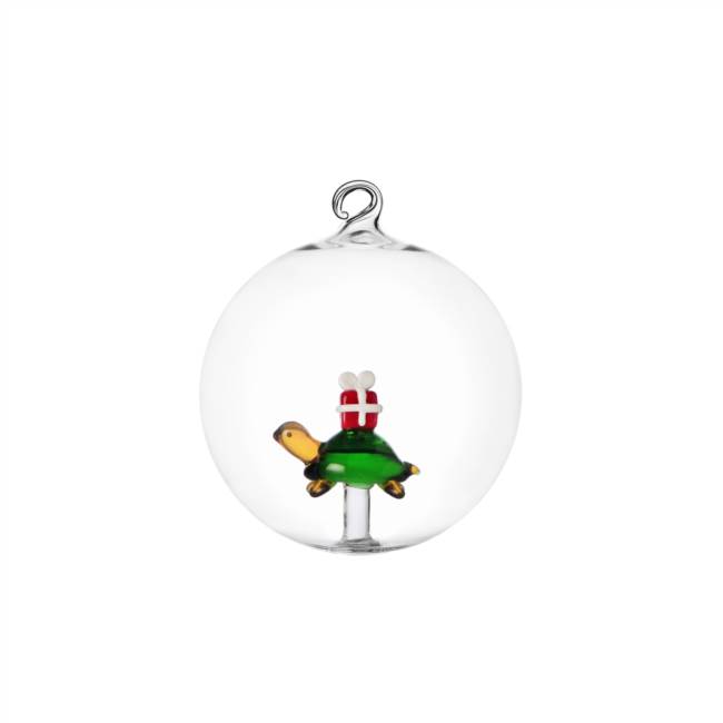 Christmas ball turtle w/red gift