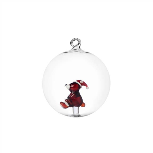 Christmas ball brown bear w/Christmas hat