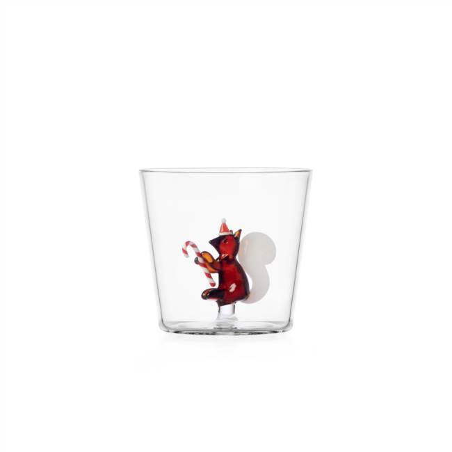 Tumbler squirrel w/candy cane and xmas hat