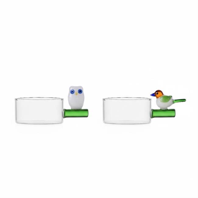 Set 2 pcs tealights owl and bird
