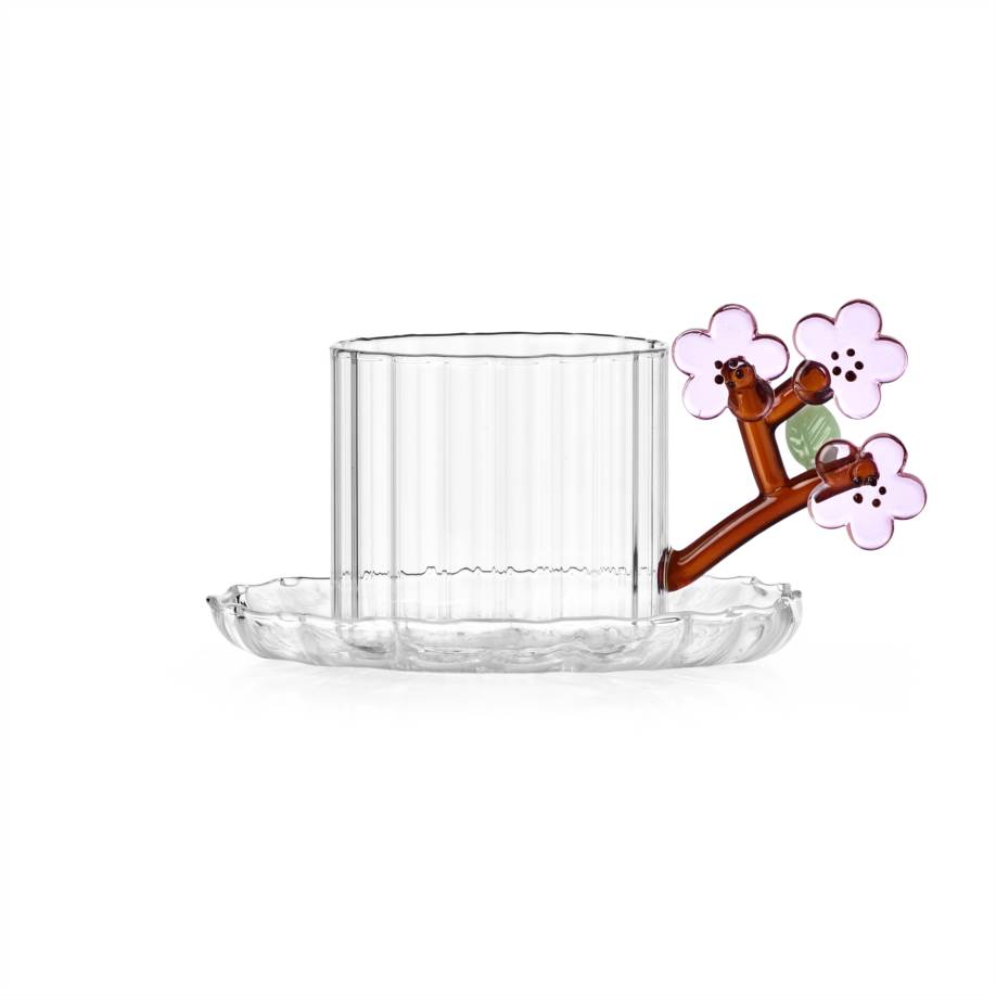 Tazza tè con piattino fiore di pesco
