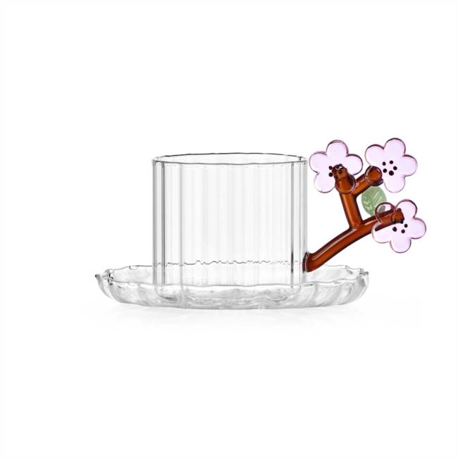 Tazza tè con piattino fiore di pesco