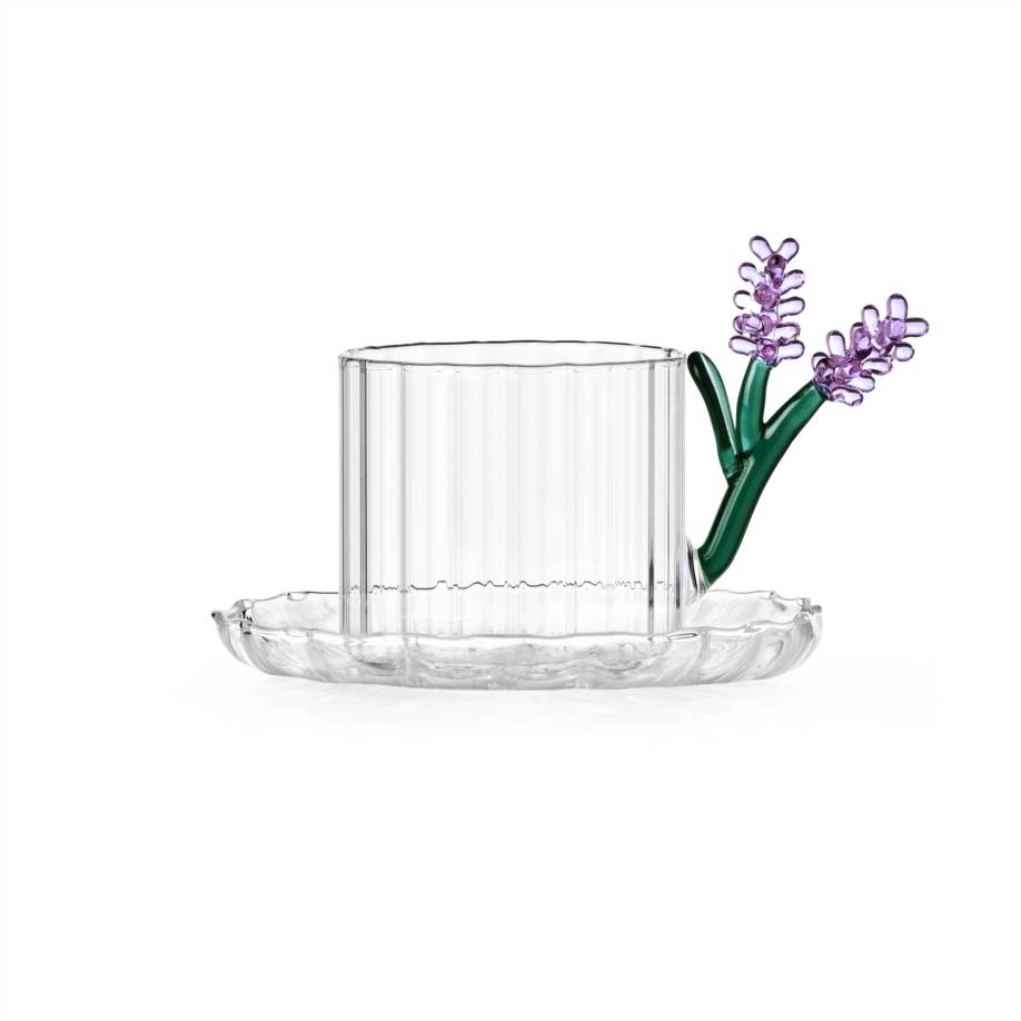 Tazza tè con piattino lavanda