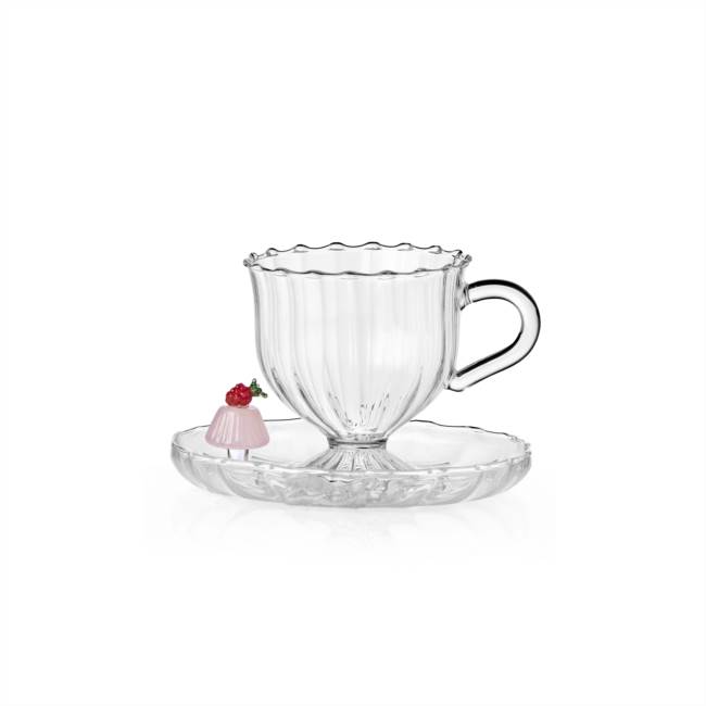 Tazza tè con piattino Charlotte con lampone