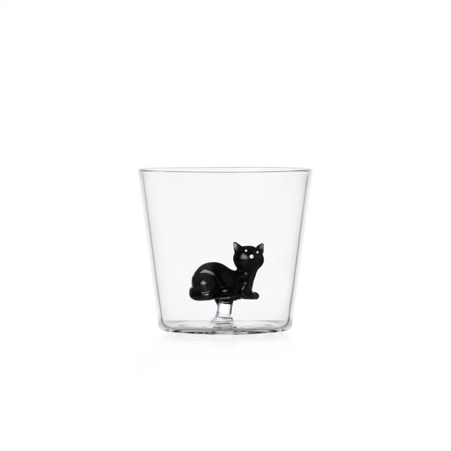 Tumbler gatto nero sdraiato