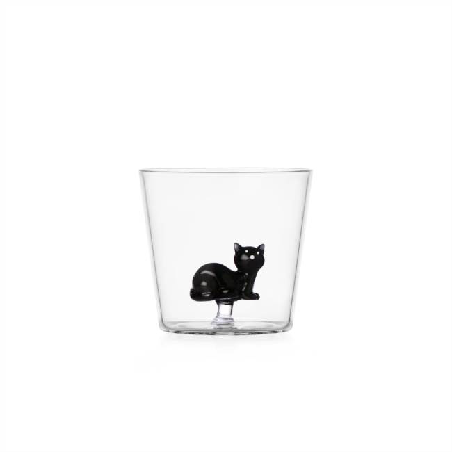 Tumbler gatto nero sdraiato