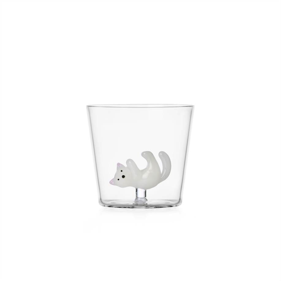 Tumbler gatto bianco che rotola